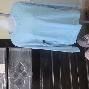 #79 Les Amis Blue Blouse With Cable Knit Pattern Women Size S, M, L